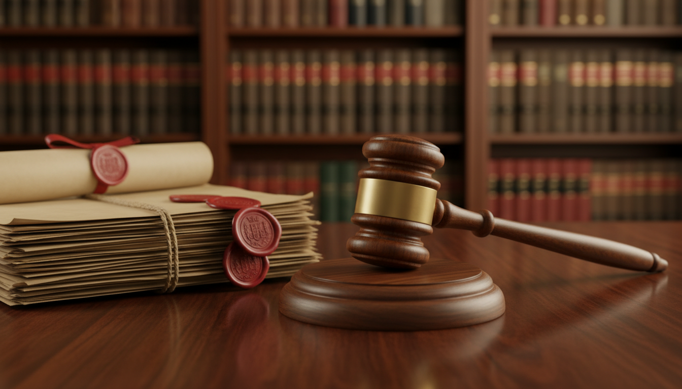Mazo de juez representando la autoridad legal y la exoneración de deudas