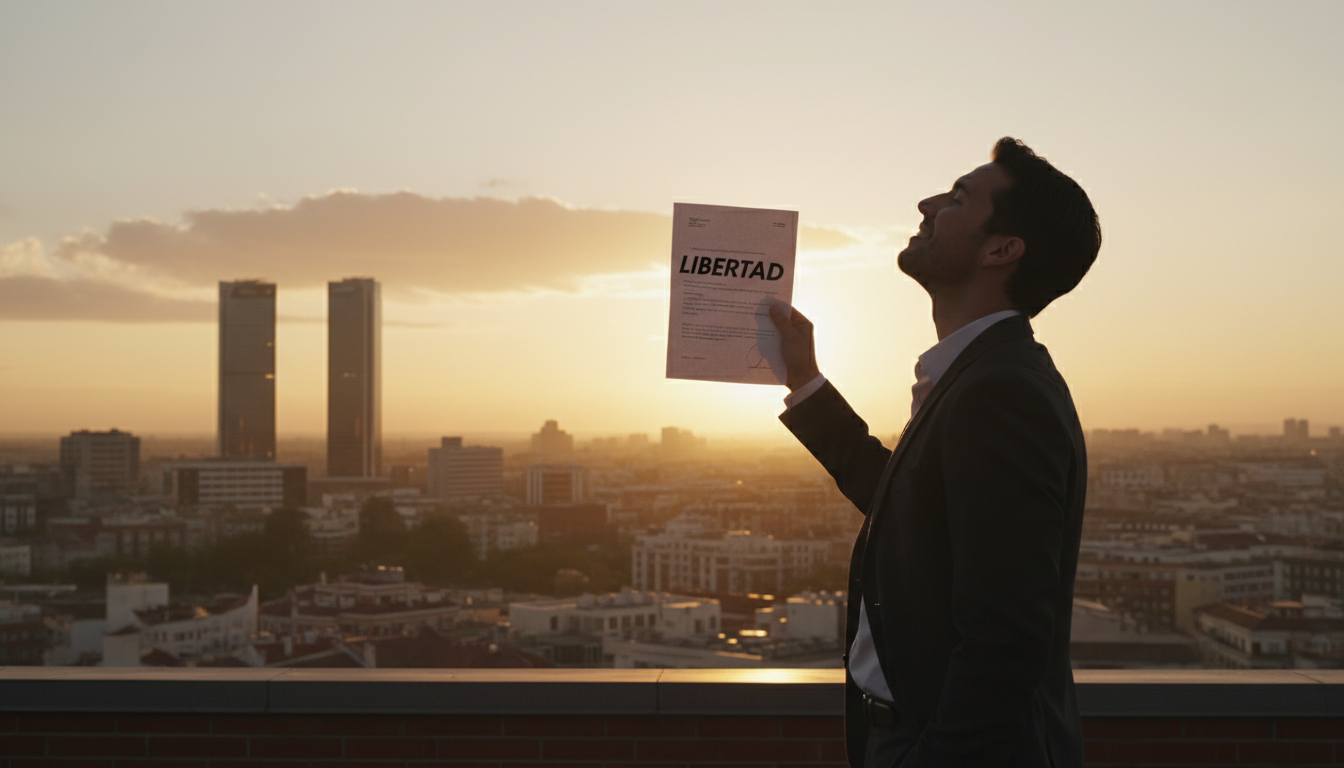 Persona en Madrid logrando la libertad financiera de los microcréditos con la Ley de Segunda Oportunidad
